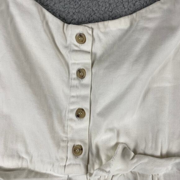 Loup Women's Small White Cotton Spandex Button Up Sleeveless Dress : Made in USA - Picture 5 of 14